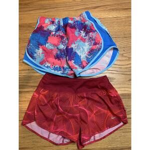 Lot of 2 Size XS Nike Dri-Fit Running Shorts Built in Brief Lining Purple Blue